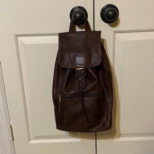 Vintage Rare Coach Dark Brown Leather Drawstring Backpack Bag with COA
